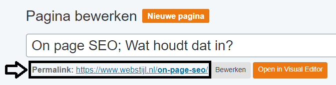 zoekwoord in de URL verwerkt